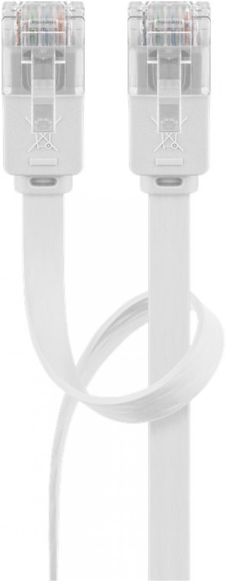 Goobay CAT 6 flat patchkabel, U/UTP, hvit kobberleder (CU), 3 m