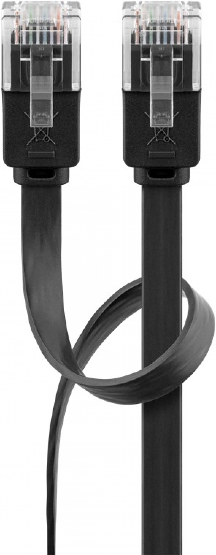 Goobay CAT 6 flat patchkabel, U/UTP, svart kobberleder (CU), 15 m