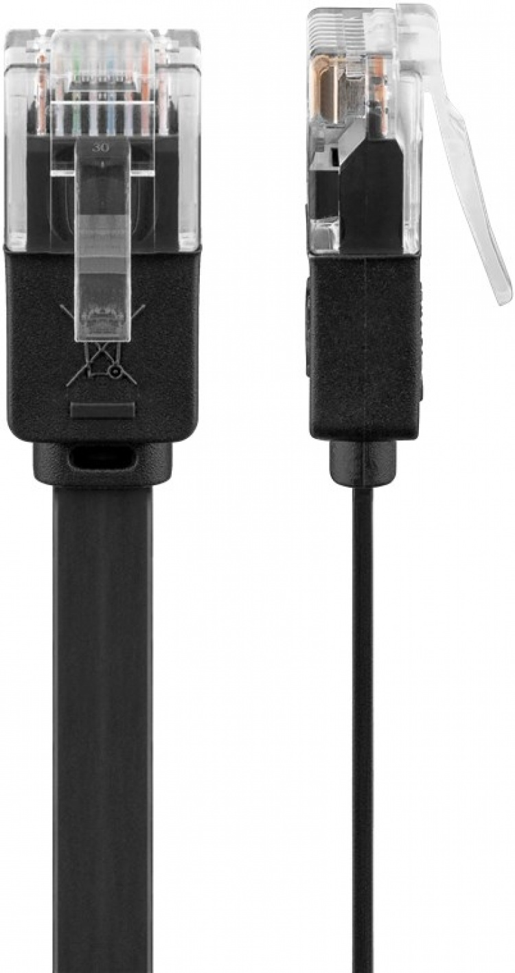 Goobay CAT 6 flat patchkabel, U/UTP, svart kobberleder (CU), 20 m