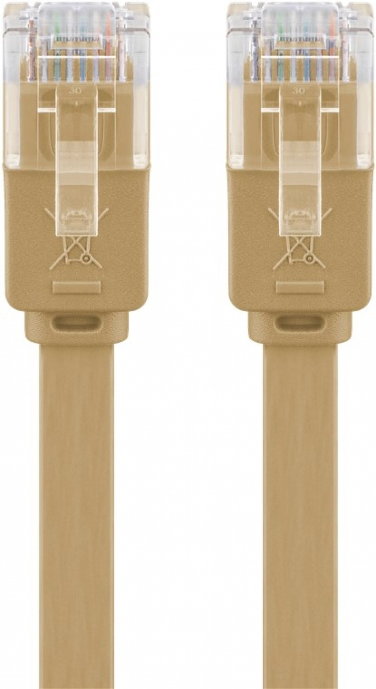 Goobay CAT 6 flat patchkabel, U/UTP, lysebrun kobberleder (CU), 10 m