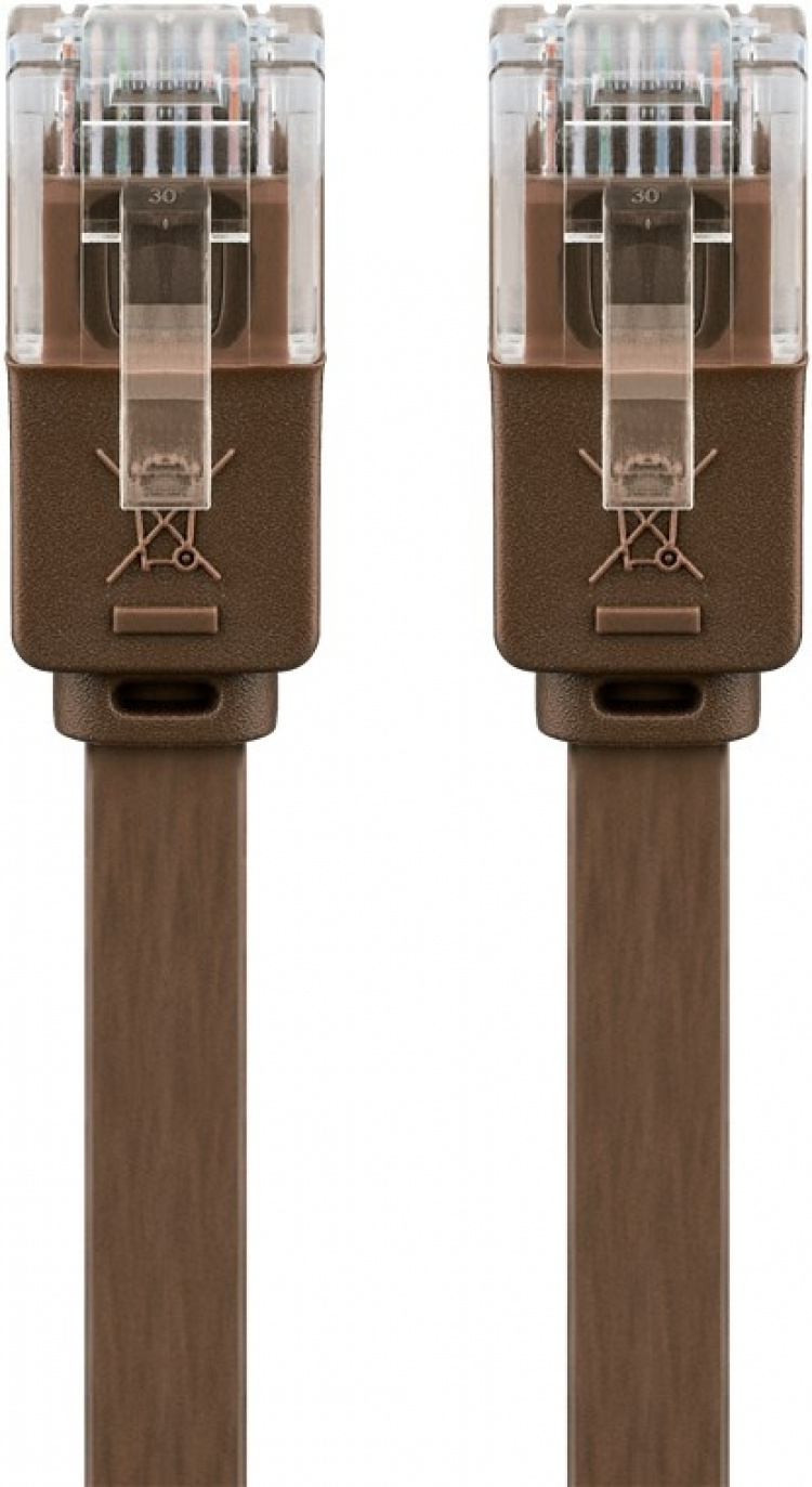Goobay CAT 6 flat patchkabel, U/UTP, mørkebrun kobberleder (CU), 0,5 m
