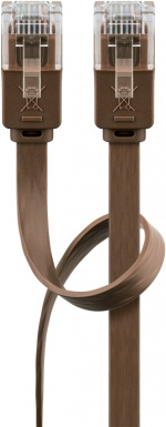 Goobay CAT 6 flat patchkabel, U/UTP, mørkebrun kobberleder (CU), 15 m