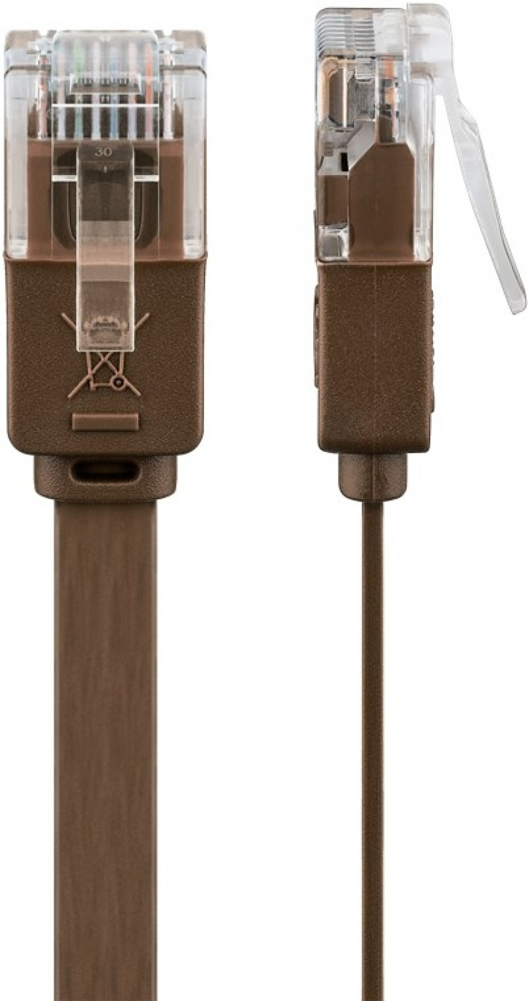 Goobay CAT 6 flat patchkabel, U/UTP, mørkebrun kobberleder (CU), 2 m