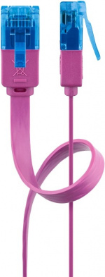 Goobay CAT 6A flat patchkabel, U/UTP, magenta kobberleder (CU), 0,5 m