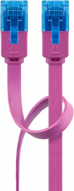 Goobay CAT 6A flat patchkabel, U/UTP, magenta kobberleder (CU), 0,5 m