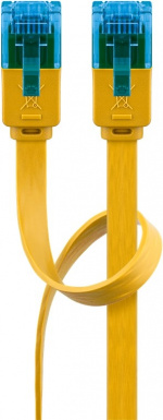 Goobay CAT 6A flat patchkabel, U/UTP, gul kobberleder (CU), 1 m