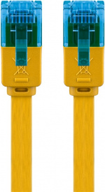 Goobay CAT 6A flat patchkabel, U/UTP, gul kobberleder (CU), 1 m
