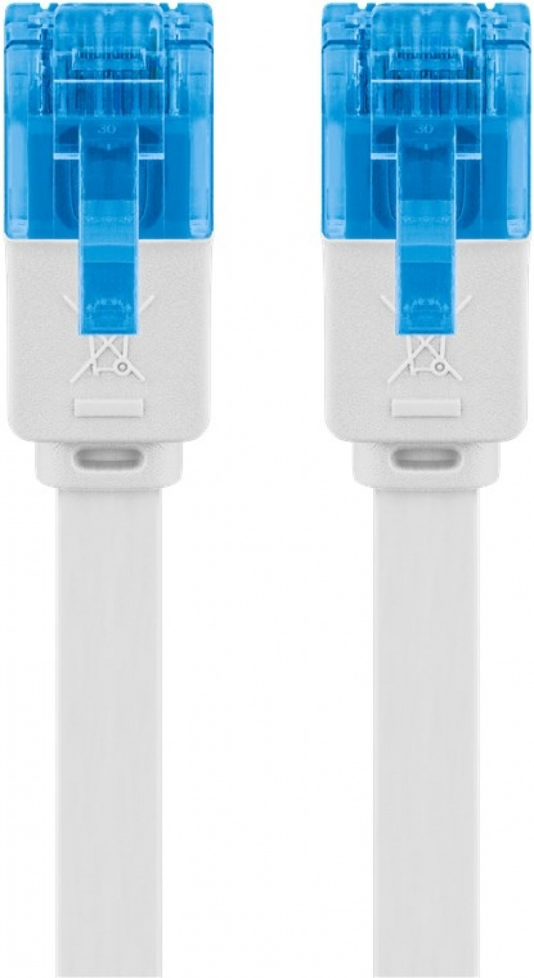 Goobay CAT 6A flat patchkabel, U/UTP, hvit kobberleder (CU), 1 m Goobay CAT 6A flat patchkabel, U/UTP, hvit kobberleder (CU), 1 m