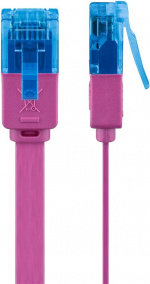 Goobay CAT 6A flat patchkabel, U/UTP, magenta kobberleder (CU), 2 m