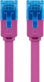 Goobay CAT 6A flat patchkabel, U/UTP, magenta kobberleder (CU), 2 m