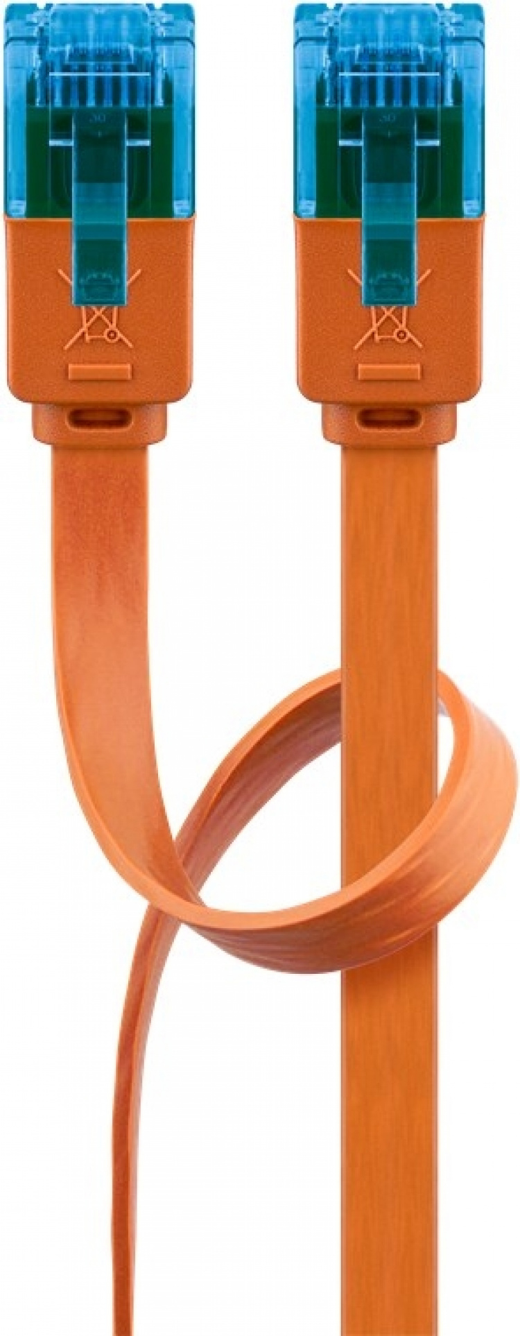 Goobay CAT 6A flat patchkabel, U/UTP, oransje kobberleder (CU), 2 m