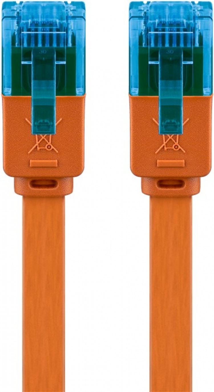 Goobay CAT 6A flat patchkabel, U/UTP, oransje kobberleder (CU), 2 m