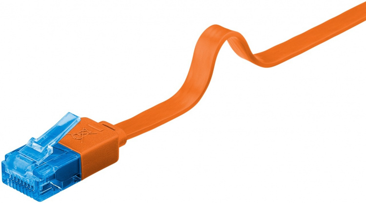 Goobay CAT 6A flat patchkabel, U/UTP, oransje kobberleder (CU), 2 m