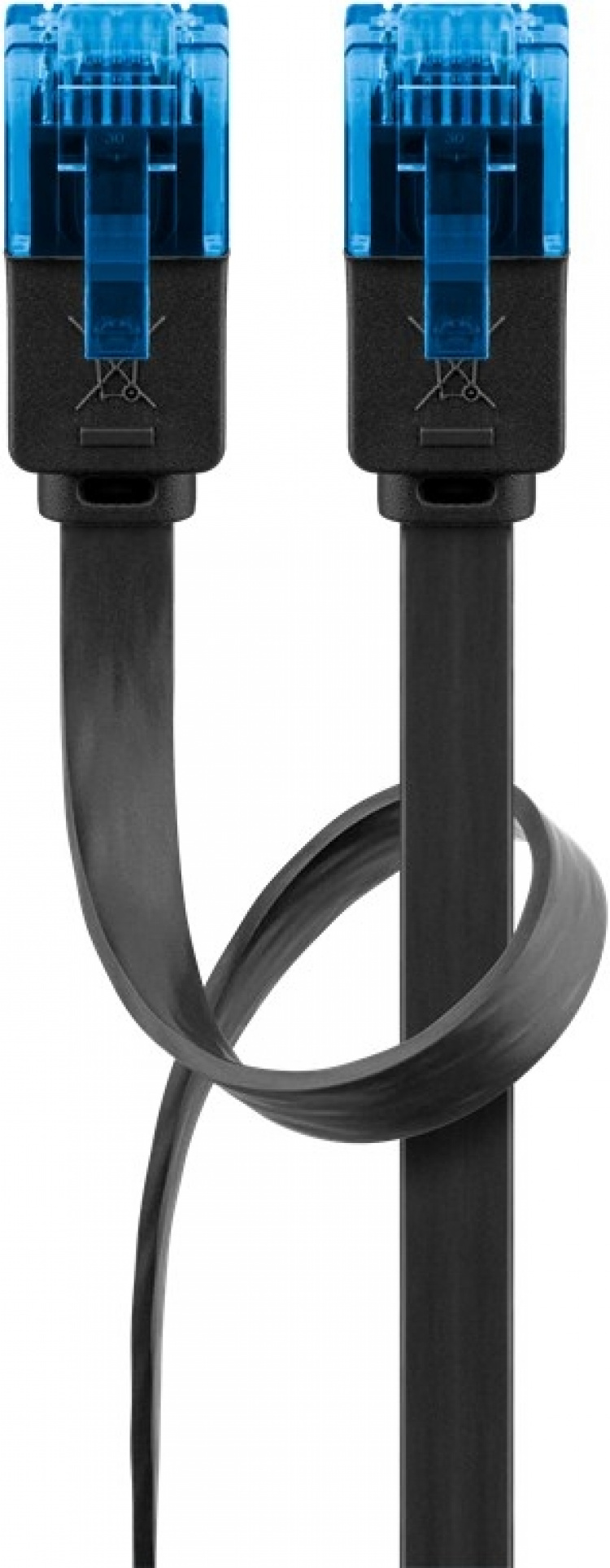 Goobay CAT 6A flat patchkabel, U/UTP, svart kobberleder (CU), 5 m