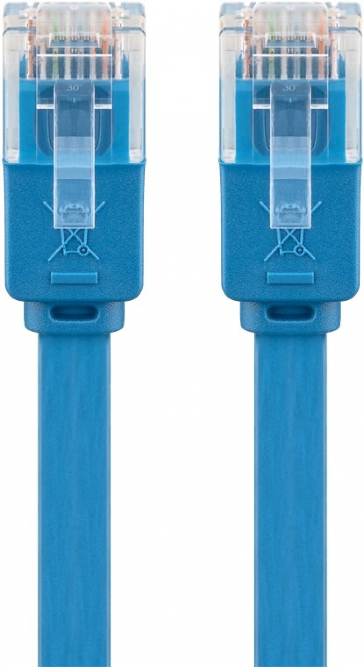 Goobay CAT 6 flat patchkabel, U/UTP, blå kobberleder (CU), 2 m