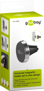Goobay Universell magnetisk holder i slank design For enkel og sikker festing av små mobile enheter i bilen