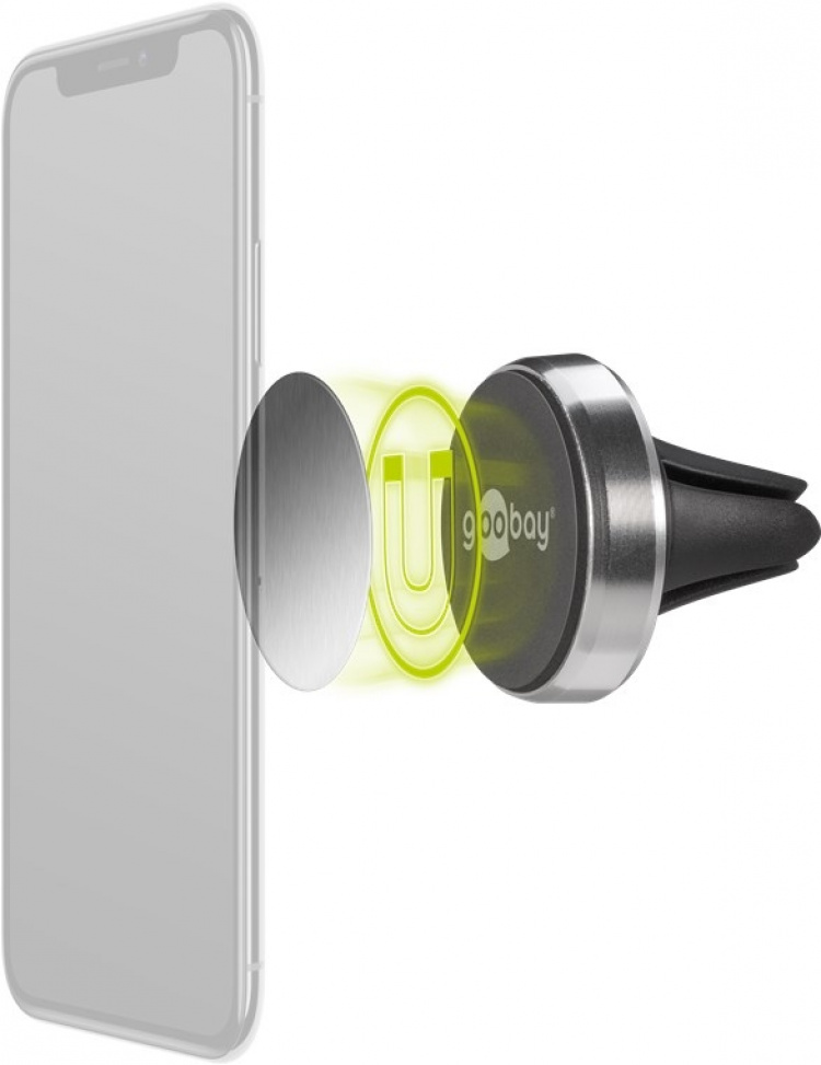Goobay Universell magnetisk holder i slank design For enkel og sikker festing av små mobile enheter i bilen