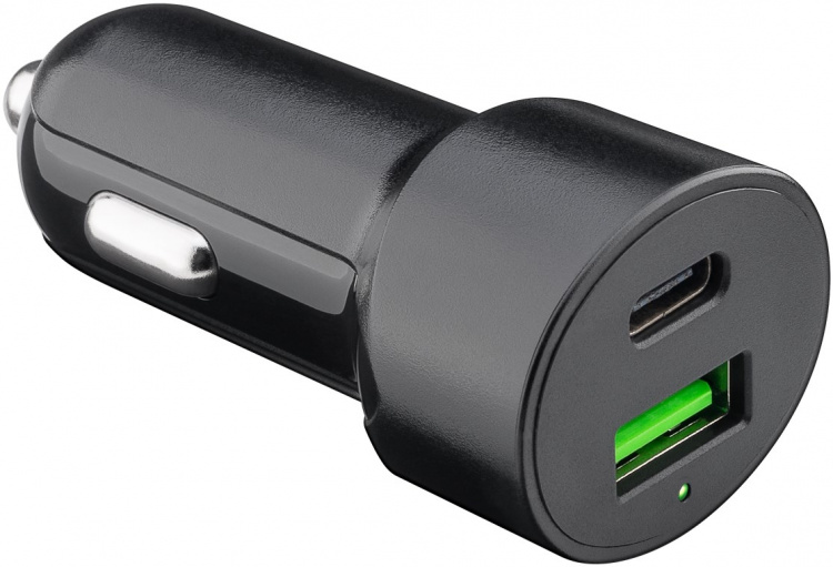 Goobay Dobbel USB-billader USB-C™ PD (Power Delivery) (48 W) 48 W (12/24 V) USB-A/USB-C™ passer til enheter med USB-C™ (Power Delivery), f.eks. iPhone 12