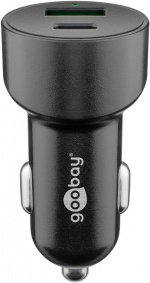 Goobay Dobbel USB-billader USB-C™ PD (Power Delivery) (48 W) 48 W (12/24 V) USB-A/USB-C™ passer til enheter med USB-C™ (Power Delivery), f.eks. iPhone 12
