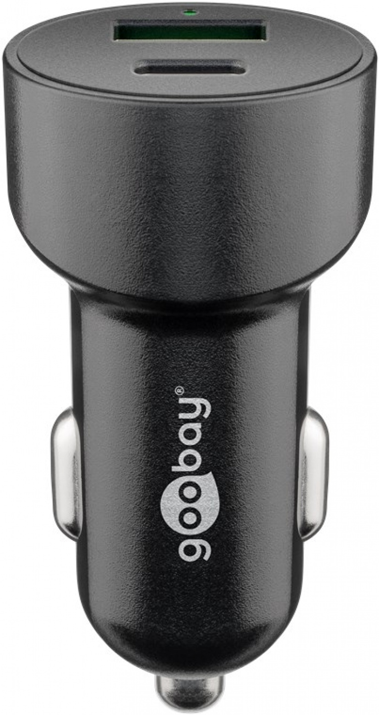 Goobay Dobbel USB-billader USB-C™ PD (Power Delivery) (48 W) 48 W (12/24 V) USB-A/USB-C™ passer til enheter med USB-C™ (Power Delivery), f.eks. iPhone 12