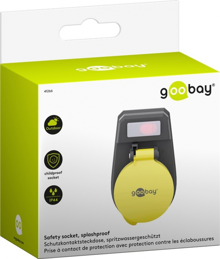 Goobay Adapter for stikkontakt med bryter, sprutbeskyttelse Jordet utendørs stikkontakt, 1 stikkontakt