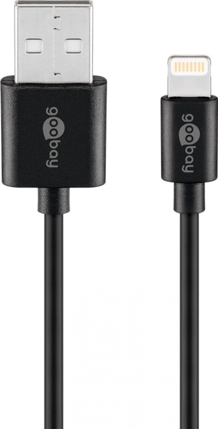 Goobay Apple Lightning Dual Charging Kit (12W) Strømforsyningsenhet med 2x USB-kontakter og Apple Lightning-kabel 1 m (svart)