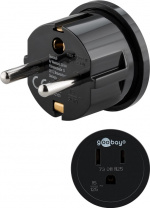 Goobay AC-adapter USA/Japan, svart plugg med jording (type F, CEE 7/7) > amerikansk/japansk stikkontakt (type B, NEMA 5-15, 3-polet)