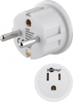 Goobay AC-adapter USA/Japan, hvit plugg med jording (type F, CEE 7/7) > amerikansk/japansk stikkontakt (type B, NEMA 5-15, 3-polet)