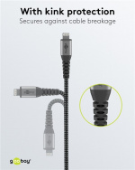Goobay Lightning til USB-A tekstilkabel med metallplugger 0,5 m elegant og ekstra robust tilkoblingskabel for bl.a. Apple iPhone, iPad (Apple MFi-sertifisert)