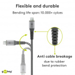 Goobay Micro-USB til USB-A tekstilkabel med metallkontakter 1 m elegant og ekstra robust tilkoblingskabel for enheter med Micro-USB-tilkobling