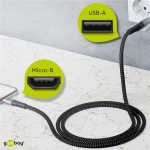 Goobay Micro-USB til USB-A tekstilkabel med metallkontakter 1 m elegant og ekstra robust tilkoblingskabel for enheter med Micro-USB-tilkobling