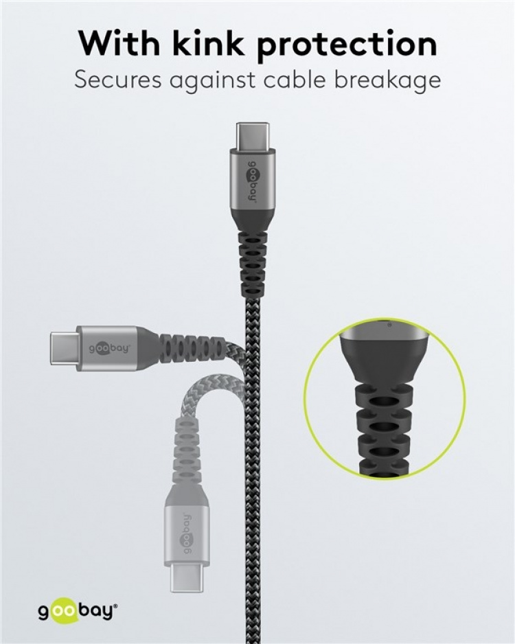 Goobay USB-C™ til USB-A tekstilkabel med metallkontakter 1 m elegant og ekstra robust tilkoblingskabel for enheter med USB-C™-port Goobay USB-C™ til USB-A tekstilkabel med metallkontakter 1 m elegant og ekstra robust tilkoblingskabel for enheter med USB-C™-port