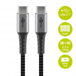 Goobay USB-C™ til USB-C™ tekstilkabel med metallkontakter 0,5 m elegant og ekstra robust tilkoblingskabel for enheter med USB-C™-port