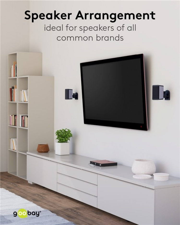 Goobay Høyttalerbrakett universal universal høyttalerbrakett for veggmontering, (svingbar og vippbar) for høyttalere opp til maks. 3,5 kg, svart Goobay Høyttalerbrakett universal universal høyttalerbrakett for veggmontering, (svingbar og vippbar) for høyttalere opp til maks. 3,5 kg, svart