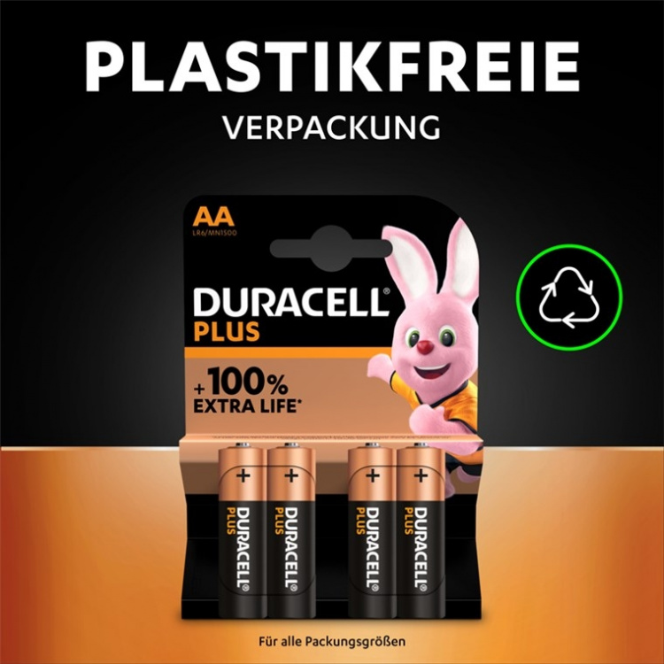 Duracell LR6/AA (Mignon) (MN1500) batteri, 4 stk. blisterpakning alkalisk manganbatteri, 1,5 V