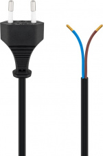 Goobay Kabel med Euro-plugg for montering, 1,5 m, svart Euro-plugg (type C, CEE 7/16) > løse kabelender