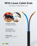 Goobay Kabel med Euro-plugg for montering, 1,5 m, svart Euro-plugg (type C, CEE 7/16) > løse kabelender