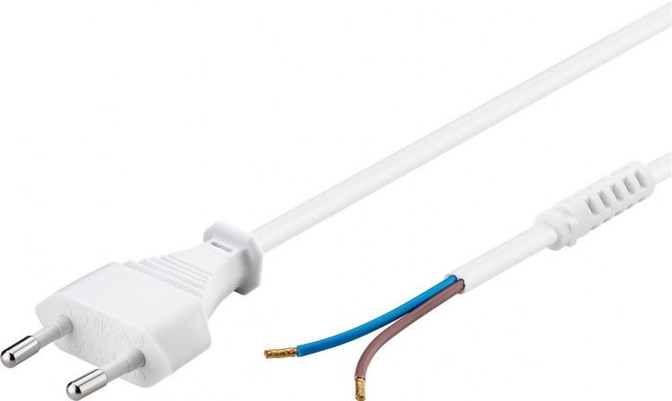 Goobay Kabel med Euro-plugg for montering, 1,5 m, hvit Euro-plugg (type C, CEE 7/16) > løse kabelender Goobay Kabel med Euro-plugg for montering, 1,5 m, hvit Euro-plugg (type C, CEE 7/16) > løse kabelender