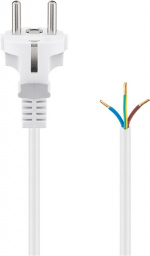 Goobay Kabel for beskyttelsesplugg for montering, 1,5 m, hvit plugg med jording (type F, CEE 7/7) > løse kabelender