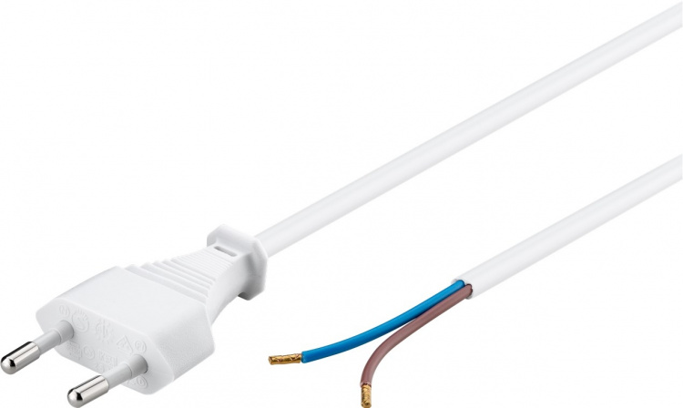Goobay Kabel med Euro-plugg for montering, 1,5 m, hvit Euro-plugg (type C, CEE 7/16) > løse kabelender Goobay Kabel med Euro-plugg for montering, 1,5 m, hvit Euro-plugg (type C, CEE 7/16) > løse kabelender