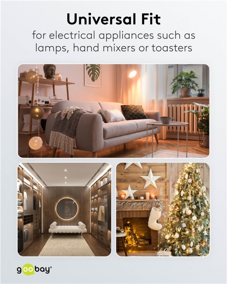 Goobay Kabel med Euro-plugg for montering, 1,5 m, hvit Euro-plugg (type C, CEE 7/16) > løse kabelender Goobay Kabel med Euro-plugg for montering, 1,5 m, hvit Euro-plugg (type C, CEE 7/16) > løse kabelender