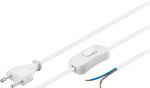 Goobay Euro-pluggkabel for montering - med bryter, 1,5 m, hvit Euro-plugg (type C, CEE 7/16) > løse kabelender