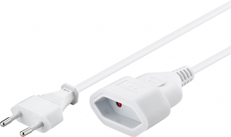 Goobay Skjøteledning Europlug, 2 m, hvit Europlug (type C, CEE 7/16) > Europeisk stikkontakt Goobay Skjøteledning Europlug, 2 m, hvit Europlug (type C, CEE 7/16) > Europeisk stikkontakt