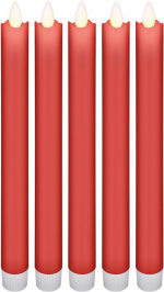 Goobay Sett med 5 røde LED-lamper i ekte voks, inkl. fjernkontroll Vakker og trygg belysningsløsning for mange områder, for eksempel hus og loggiaer, kontorer eller skoler