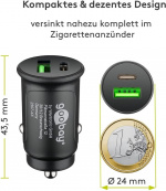 Goobay Dual-USB Auto Fast Charger USB-C™ PD (Power Delivery) (30W) 30W (12/24V) egnet for enheter med USB-C™ (Power Delivery), for eksempel iPhone 12 Goobay Dual-USB Auto Fast Charger USB-C™ PD (Power Delivery) (30W) 30W (12/24V) egnet for enheter med USB-C™ (Power Delivery), for eksempel iPhone 12