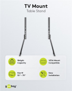 Goobay TV-bordstativ for TV-er og skjermer mellom 32 og 70 tommer (81-178 cm) opp til 50 kg, vippbart Goobay TV-bordstativ for TV-er og skjermer mellom 32 og 70 tommer (81-178 cm) opp til 50 kg, vippbart