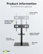 Goobay TV-gulvstativ Basic (størrelse L) for TV-er og skjermer mellom 37 og 70 tommer (94-178 cm) opp til 40 kg, svingbar