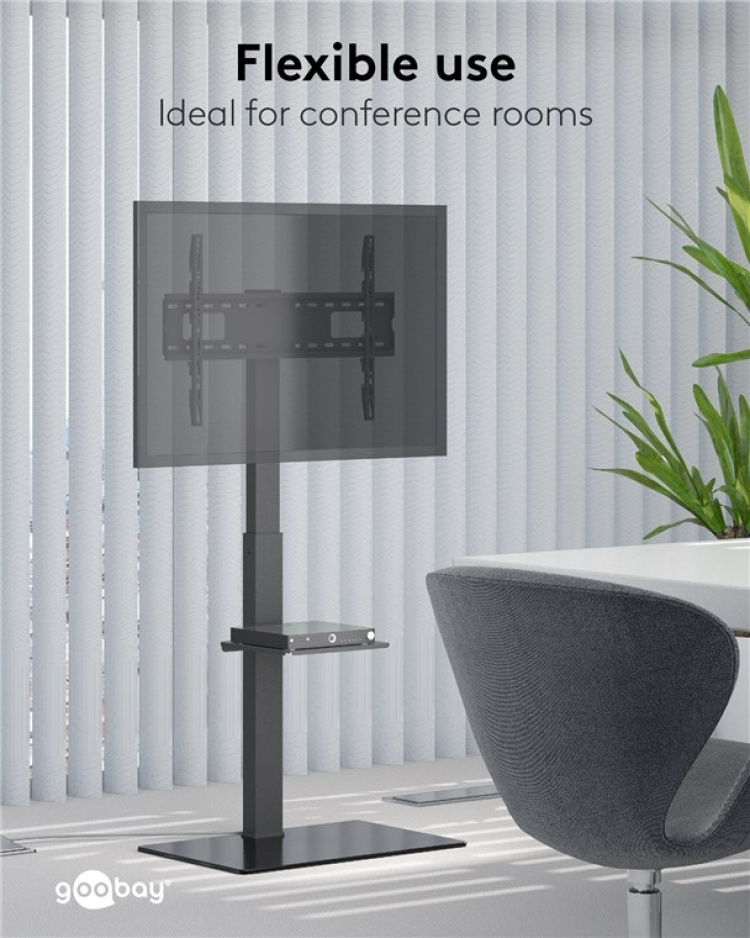 Goobay TV-gulvstativ Basic (størrelse L) for TV-er og skjermer mellom 37 og 70 tommer (94-178 cm) opp til 40 kg, svingbar