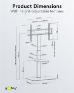 Goobay TV-gulvstativ Basic (størrelse L) for TV-er og skjermer mellom 37 og 70 tommer (94-178 cm) opp til 40 kg, svingbar