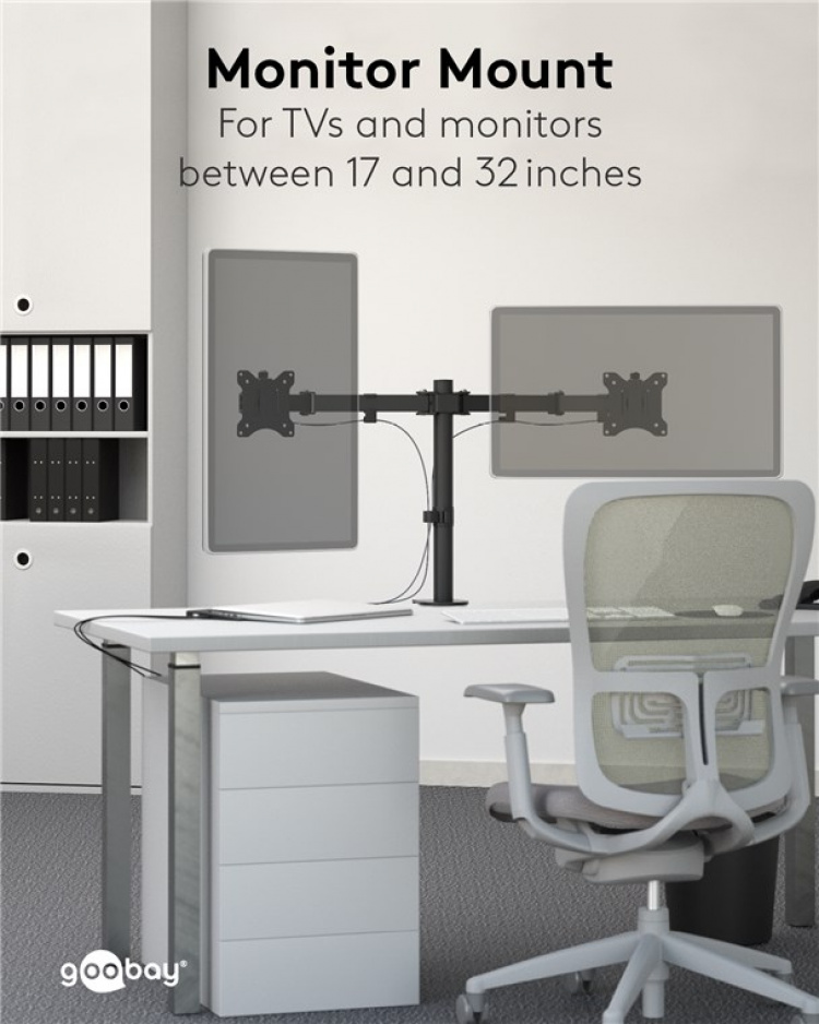 Goobay Dual Monitor Mount Flex for skjermer mellom 17 og 32 tommer (43-81 cm)